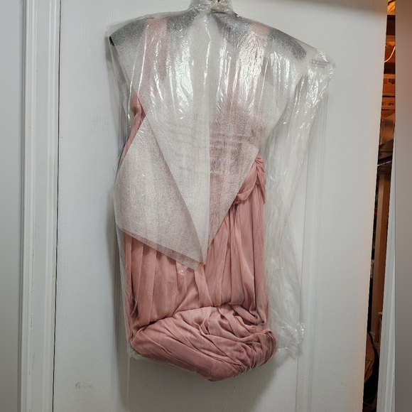 long mesh pleated tank bridesmaid dress - Picture 4 of 5